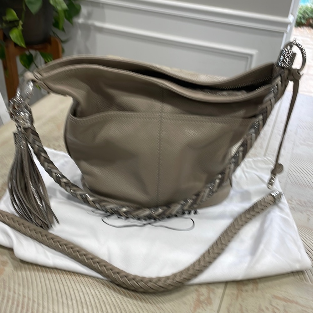 Brighton leather shoulder bag with extra strap